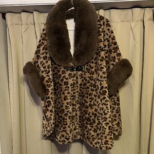 Ashley Stewart Leopard Print Faux Fur Coat